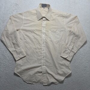 Vtg Givenchy for Chesa Shirt Men's 16-32 Large Cream Satin Shiny Button Up Retro